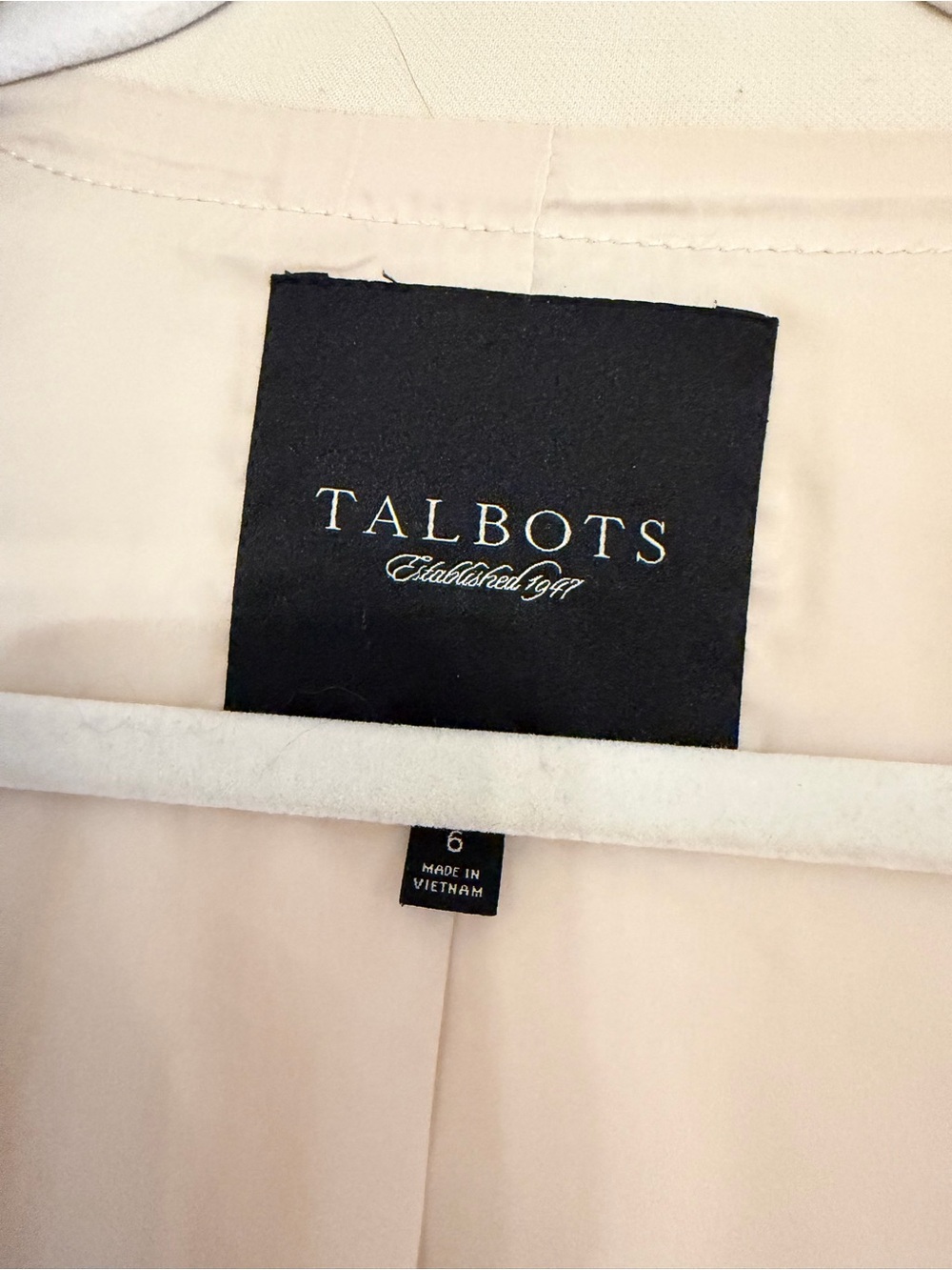 Talbots Cream Double-Breasted Coat | Classic Trench Style Jacket - Picture 2 of 4